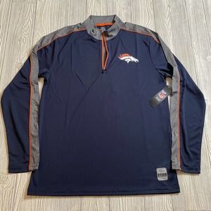 NFL Team Apparel Denver Broncos Logo 1/4 Zip Pullover Men’s L Blue Football New